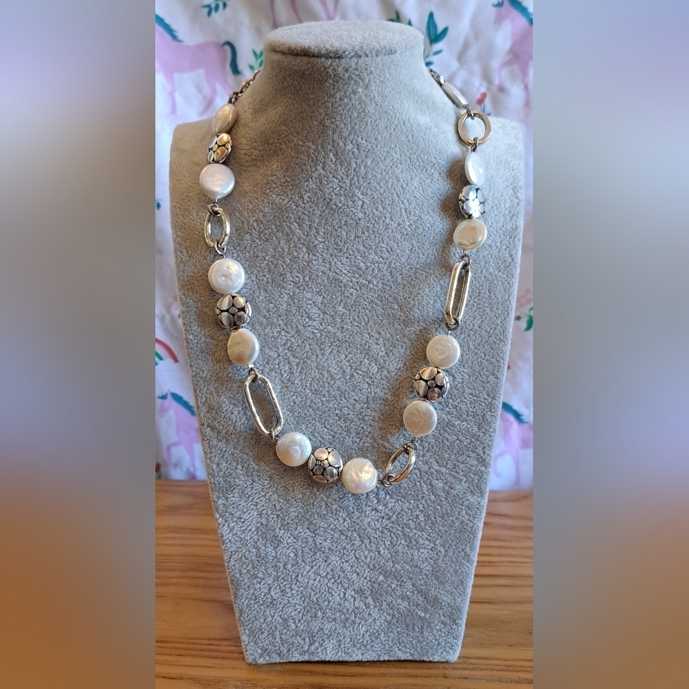 NWOT Brighton Pearl & Silver Plate Neutral Boho Casual Everday Necklace Jewelry